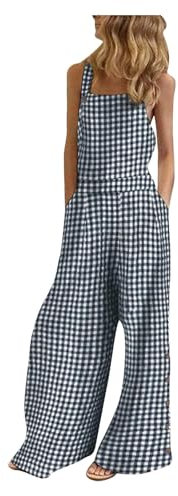 Generisch Latzhose Damen schwarz Jumpsuit Hosenanzug schwarz Glitzer Overall Einteiler Jumpsuit elegant Arbeitslatzhose kurzgröße Overall 7/8 länge (Navy, L)