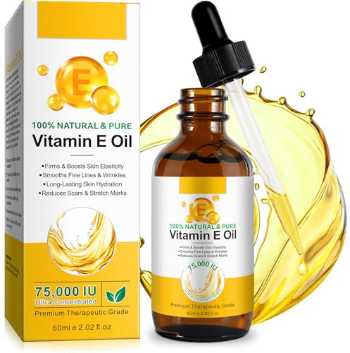 Vitamin E Öl, 100% reine natürliche Pflanzenextrakte Vitamin E Öl für Haut, Gesicht, reduziert Narben & Dehnungsstreifen, glättet feine Linien & Falten, strafft & erhöht die Elastizität der Haut