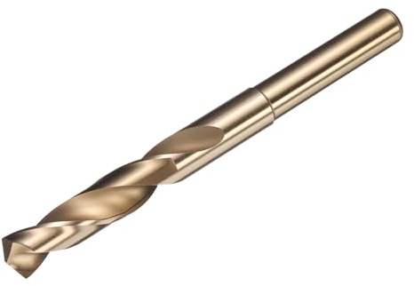 sourcing map 13mm Drill Bit 1/2 Reduced Shank M2 High-Speed Steel | Round Twist Gold Finish 135° Bits for Hard Metal Stainless Steel