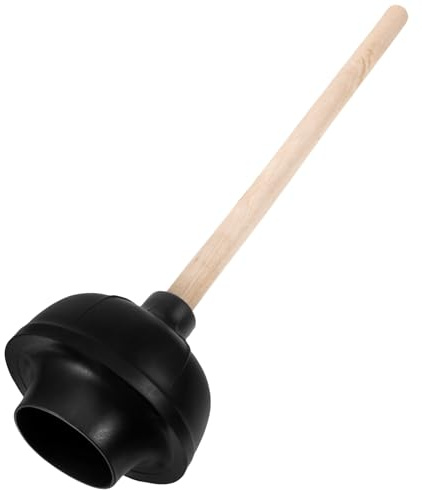 SOLUSTRE Gummi Toilettenpömpel mit Holzgriff Ergonomischem Design und Bequemem Halt Pömpel Toilette für Wc Becken Schwarz