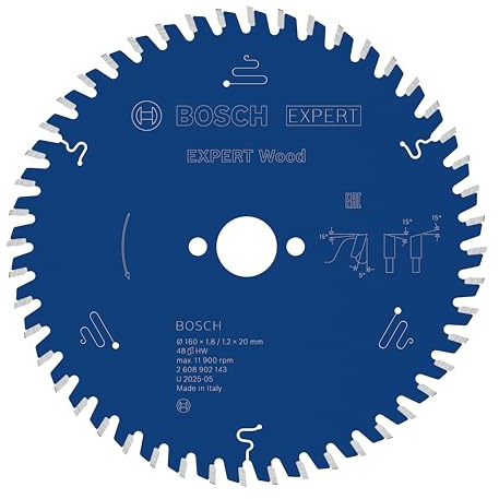 Bosch 1x EXPERT Wood Kreissägeblatt für Handkreissägen (für Weichholz, Hartholz, Ø mm, Professional Zubehör kabelgebundene Handkreissägen)