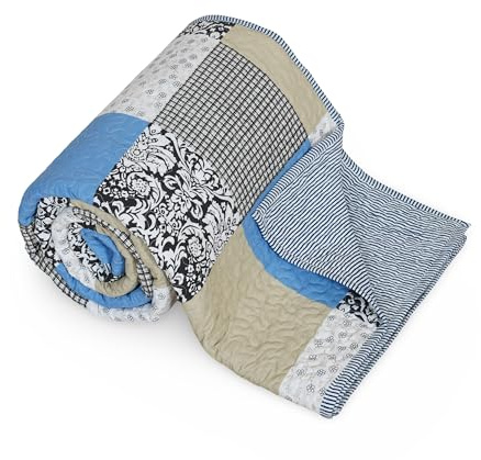 Gajanad Artistry Premium 100% Cotton Throw Blanket, Reversible Quilted Throw Blanket 50 x 60 Inches, Floral Lightweight All Season Cotton Quilt, Kids Blanket, Sofa Couch Throw, Decorative Bed Throw