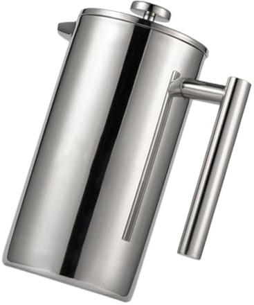Garneck Cafetière Piston Inox Double Paroi Infuseur Thé Filtre Résistant Chaleur pour Maison et Bureau