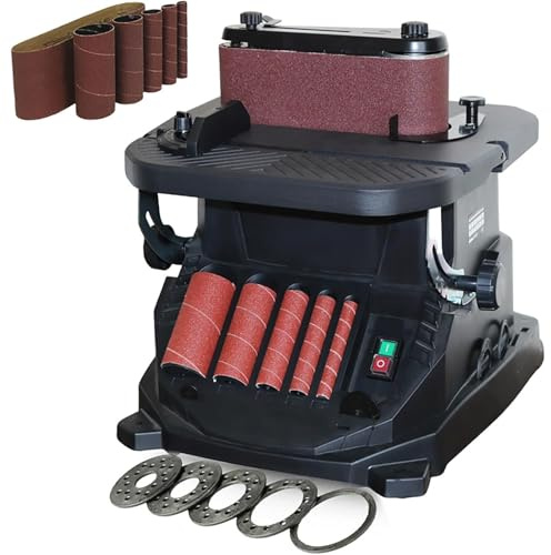 This Combined Woodworking Sander Features a Vertical Swing Spindle and Belt Sanding Function, Making it Suitable for Sanding Curved Contour workpieces.