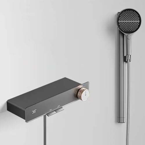 Miscelatore Lavabo Bagno Miscelatore per Doccia A Parete Rubinetto per Vasca a Cascata con Termostato Set Rubinetto per Doccia Grigio Canna Di Fucile