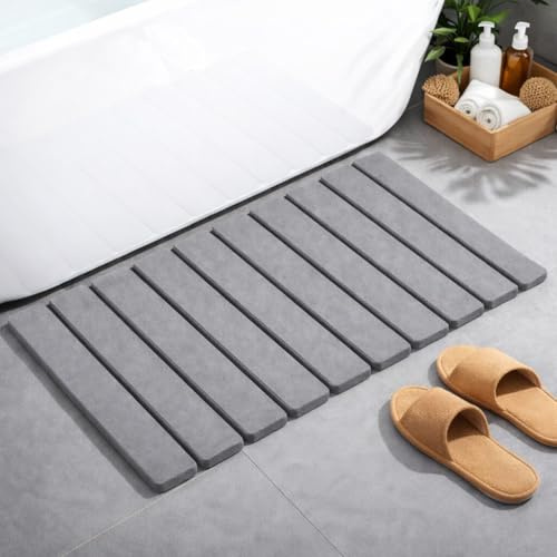 Alfombra Baño Diatomita Gris | Alfombra Diatomita Baño | Secado Rápido