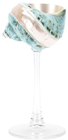 Asixxsix Conch Shell Wine Glasses, Long Stem Wine Glass Wedding Cup Finely Handcrafted Unique Table Centerpiece Martini Goblet Cocktail for Valentine Birthday Wedding (Transparent Base Green)