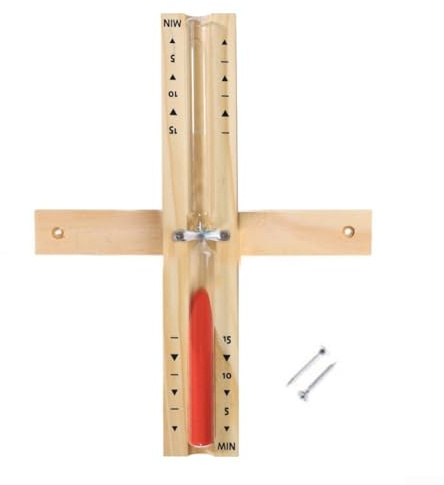 Reloj de arena de madera de reloj de arena de 15 minutos para sala de sauna, spa, reloj de arena de vidrio resistente al calor con arena blanca de mar para yoga, tiempo de aula, marco de madera de