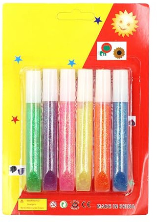 Farbige Glitzer-Klebestifte – 6er-Pack Bastelklebeset mit feiner Spitze, dekorativer Kunstbedarf | DIY-Kreativwerkzeuge für Familie, Freunde, Kinder, Schule, Basteln, Scrapbooking, Kartenherstellung,