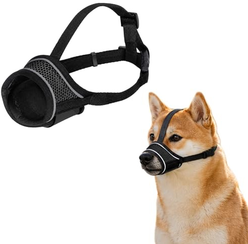 ZEMINRI 1 st hundnos med justerbar huvudrem hundnos andningsbar nätdesign, låter dig dricka, förhindra att det biter, skäller, överätande och tuggning, hållbara och mjuka munstycken för hundar (M
