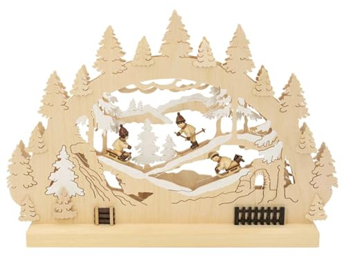 Michael Müller 3D-Doppelschwibbogen - Winterlandschaft - 42 x 30 x 4,5 cm - Original Erzgebirge Schwibbögen