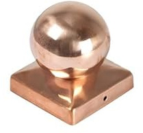 Pfostenkappe Kupfer Kugel 9×9 cm (91×91 mm) – polierte runde Kupfer-Abdeckung für Holzpfosten – witterungsbeständige Zaunkappe/Pfostendeckel für 9×9 Kantholzpfosten