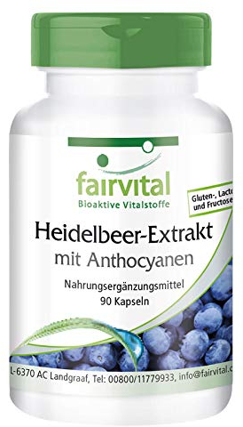 Fairvital | Blueberry estratto di antocianine - 1 mese - VEGAN - alto dosaggio - 90 capsule - standardizzato al 25% di antociani