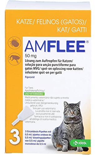 Amflee 50mg Spot On Solution For Auftropfen for Cats 3 Pcs Solution