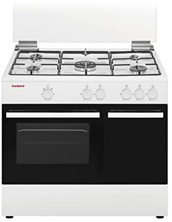 Corbero - Cocina Portabombona | CC510GB90W | Dimensiones 80x90x60 | Capacidad 60L | Gas Butano | 5 Fuegos | Wok Integrado | Encendido Manual | Fácil Limpieza | Color Blanco | Sin Tapa