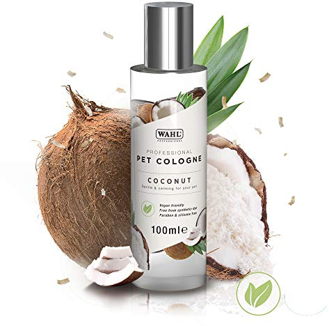 Wahl Profumo spray per cani, Colonia, toelettatura degli animali domestici a casa, privo di solfati, parabeni, alcool, vegano, deodorare e ringiovanire pelle e cappotto, profumo di cocco, 100 ml
