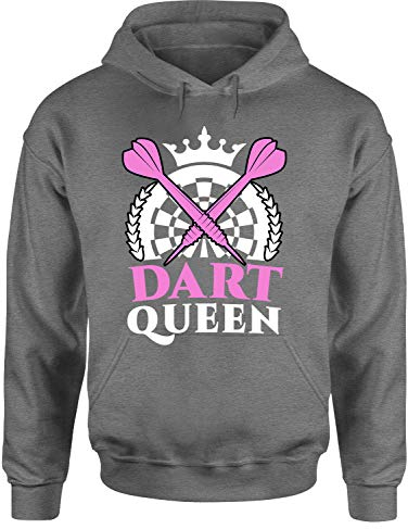 Dart Queen Hoodie Unisex Dart Spruch T-Shirt, Farbe: Grau, Größe: X-Large