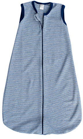 Lilano, Schlafsack Ringel ohne Arm, 70% Wolle (kbT), 30% Seide, 210 gr./m² (Marine/Natur, 2 (90 cm))