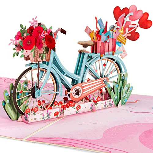 Paper Love 3D-Pop-Up-Karte, Vintage-Fahrrad, für Muttertag, Valentinstag, alle Anlässe, 12,7 x 17,8 cm, inklusive Umschlag und Notizanhänger