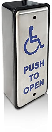 Olideauto Handicapped Push Button for Automatic Door Opener,Single Narrow Wired Stainless Steel Handicap Push Button