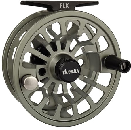 Aventik FLK Fly Fishing Reel Aluminum Trout 3/5, 5/7, 7/9wt Large Arbor Freshwater Fly Reel with Line (Grey 7/9)