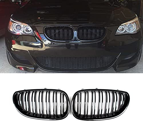 Gangying E60 E61 Rejilla de radiador para BMW Serie 5 E60 E61 M5 Parrilla Serie 5 E60 E61 riñones Dobles Negro 2003-2009
