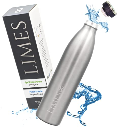 Limes 8 Thermosflasche Edelstahl 1L [HEIß & KALT] – 5-fach vakuumisolierte Trinkflasche – Auslaufsichere & kohlensäuregeeignete Isolierflasche für Alltag, Sport & Outdoor (12h warm, 24h kalt)