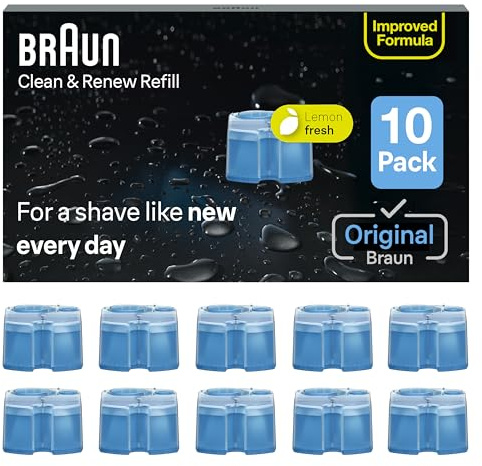 Braun Clean & Renew Refill Cartridges CCR, Replacement Shaver Cleaner Liquid Solution for Clean&Charge System, Pack of 10