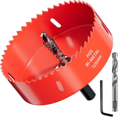 GARHWAL Bi-Metal Hole Saws - 125mm Wood Cutter, Metal Hole Saw, Circular Cutter for Walls, Core Drill Bit - Fast Cutting with Long-Lasting Blades for Plumbing, Conduits, Kitchens, Other DIY Projects