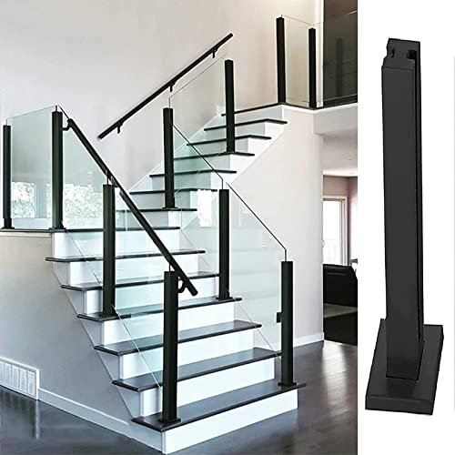 Poteau Garde Corps Verre Pince Carré Poteau De Garde-corps En Verre, Noir Acier Inoxydable Pinces À Verre/ Poteau De Panneau En Verre, Colonne Pour Balustrade De Terrasse Pour Balcon Patio Jardin ( Co