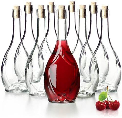 KADAX 9er Set Glasflaschen 500ml mit Korken – Leere Flaschen zum Befüllen für Likör, Schnaps, Öl & Essig, ideal zum Verschenken, Refillable Glass Bottles
