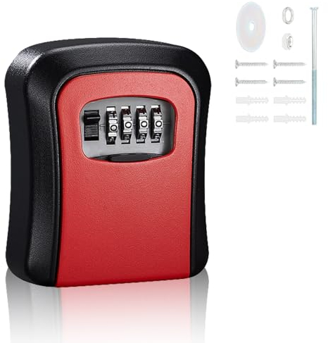 SXCCNW Schlüsseltresor, Schlüsselbox mit Code, Schlüsselbox mit 4-Stelliger Zahlenkombination für Ersatz Haus Schlüssel Haus Garagen Schule 21 x 9 cm Schwarz