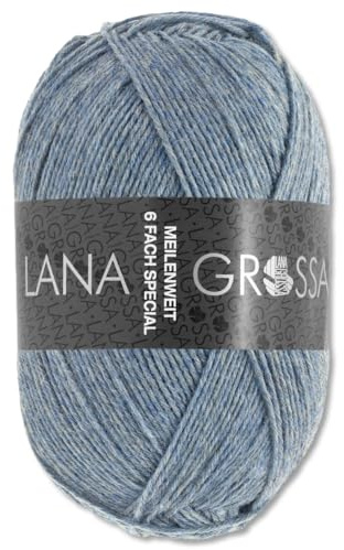 Frida's Wollhaus Lana Grossa 150 g Meilenweit 6-fach 150 Sockenwolle Stricken Garn 19 Farben (9226 | Graublau meliert)