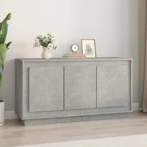FENLAX Sideboard Kommode Wohnzimmer Sideboard Flur Komodenschrank Für Schlafzimmer Buffetschrank Aufbewahrungsschrank 102x35x55 cm Betongrau