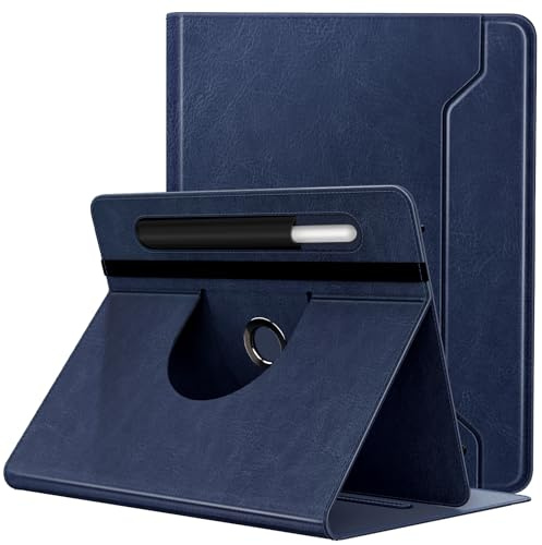 TiMOVO Custodia Universale per Tablet da 9-11 inch, Cover Protettiva con Supporto Girevole a 360 Gradi e Tasca per Penna per Tablet Schermo Tattile Android da 9 10 10.1 Inch, Blu Scuro