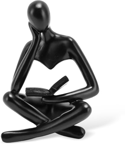 HERCHR Figur Deko Für Regal, Wohnkultur Lesen Denker Statue, Abstrakte Lesefigur, Skulpturen, Abstrakte Kunst, Skulptur, Dekoartikel, Statue Deko Moderne Heimdekoration Für Bücherregal(Schwarz)