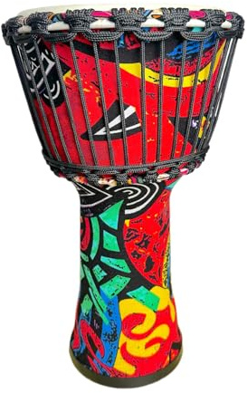 AOULIWET 8.5 '' Djembe Drum，Rope Fixation，Goat Skin Covered Goblet Drum， West African Style Hand Drum, Drum-Circle (A)