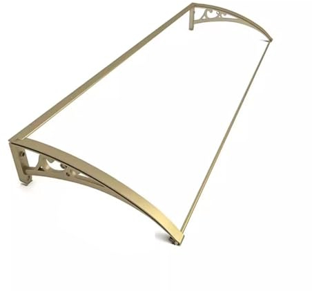 GRRICEPL Polycarbonat Tür Markise Vordach Klar Mit Gold Halterung, Außentür-Terrassen-Sonnensegel, UV-Regen-Schnee-Sonnenlichtschutz-Hohlkammerplatte(Größe:60x100cm)