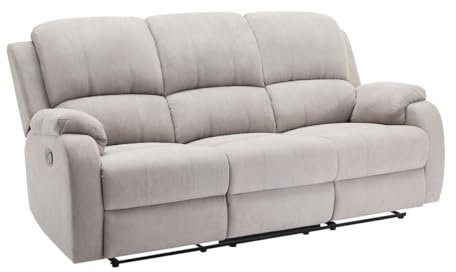 Vente-unique-Relaxsofa 3-Sitzer - Mikrofaser - Hellgrau - Brody
