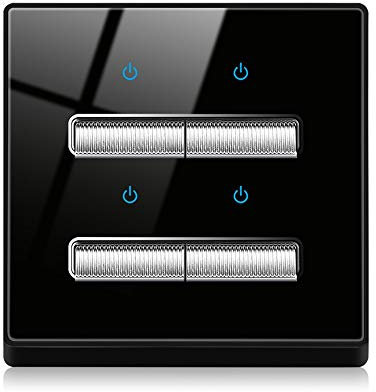 Kontrollschalter, Lichtschalter, 1 x Kipp-Reset-Schalter, gehärtetes Glas, Lampenfassungsschalter, Panel 86 Typ, verdeckter Lichtpunktschalter mit LED-Kontrollleuchte, Einzel- und