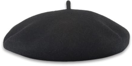 HYRKOTW Damen Baskenmütze, Schwarz, Bohème, Einfarbig, Synthetisch, Acryl, Beret, M, Large