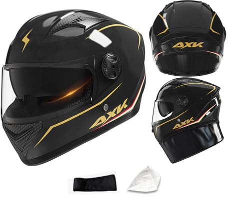 SMTSEC Motorradhelm Damen Herren Full Face Helm Retro Klapphelm DOT/ECE-Zertifizierter Mit Anti-Fog Sonnenblende Helm Motorrad Downhill Helm Mopedhelm Schutzhelm Für Cruiser Chopper,Black-55~62CM