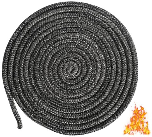 Cordons d'Étanchéité pour Four, Φ 6mm x 4m Cordon d'Étanchéité pour Cheminée, Cordon d'Étanchéité en Fibre de Verre Joint de Cheminée Insert Poêle pour Poêle, Cheminée, Four, Chaudière