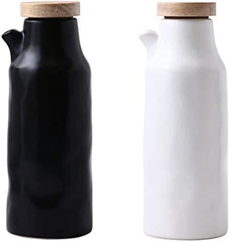 KJHTRED Distributeur d'huile en céramique 400 ML Huiliers Anti-Goutte Récipient à Huile pour Condiments avec Couvercle Distributeur de vinaigre et de Cuisine - Blanc (Couleur : Blanc) (b
