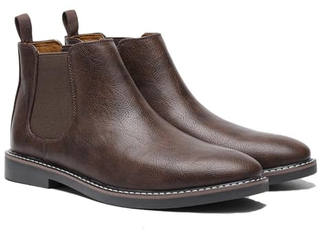 Harssidanzar Herr Chelsea Boots Stövlar Casual Klänning Ankel Stövlar Klassisk Glida på Stövlar KM303EU, Brun, 43 EU