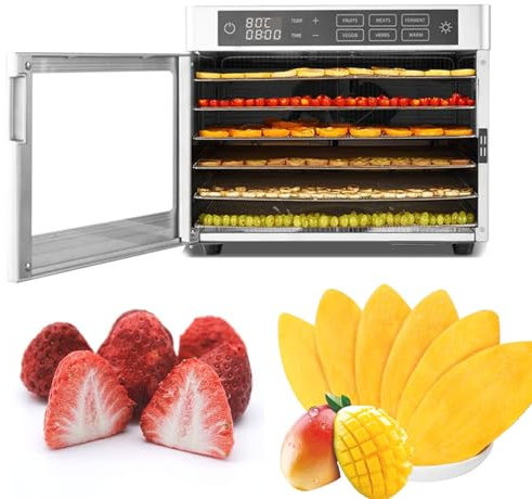 Deshidratador De Alimentos De 500 W, MáQuina Deshidratadora De Acero Inoxidable Con Temporizador Digital De Ajuste De 24 Horas Y Pantalla Led, MáQuina Secadora De Frutas Y Verduras,220V-8Trays