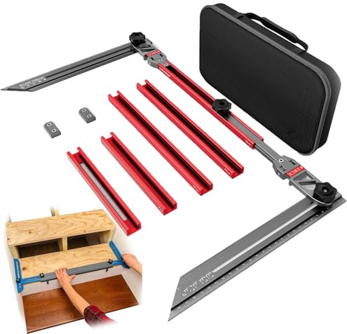 Stair Tread Jig Tool with Adaptable Sizes - Aluminum Alloy, Template Fixture for Staircase Builder, Measuring Gauge, Secure Structure W/Connectors