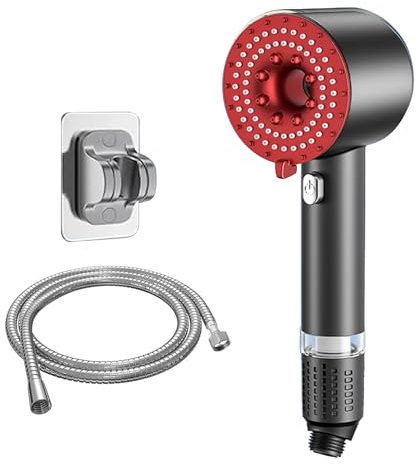 Pommeau de douche haute pression G1/2 à économie d'eau avec 3 types de jets, pommeau de douche à économie d'eau avec filtre, douche à effet pluie, pommeau de douche contre le calcaire, douchette de