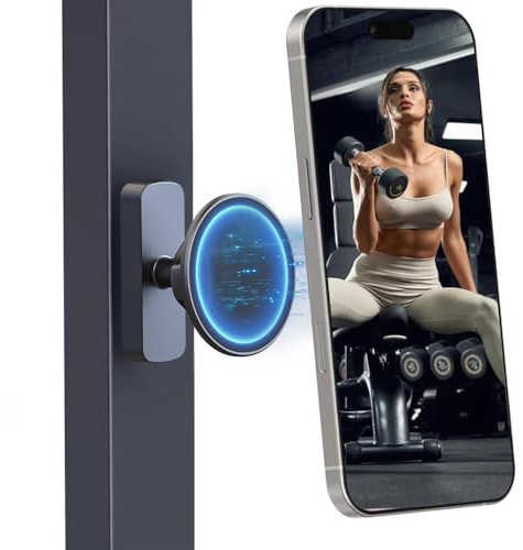 HoneTeek Magnetisk telefonhållare för gym, bärbart magnetiskt telefonfäste för MagSafe iPhone 12-16-serien, stark magnet N52 och 360° justerbara gymtillbehör, present till män kvinnor