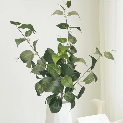 2pcs 36.5inch Artificial Greenery Stems Faux Evergreen Branches Artificial Plants Fake Green Ivy Leaves Stems Garland Spray for Kitchen Home Office Flowers Bouquet Centerpiece Wedding Decorations